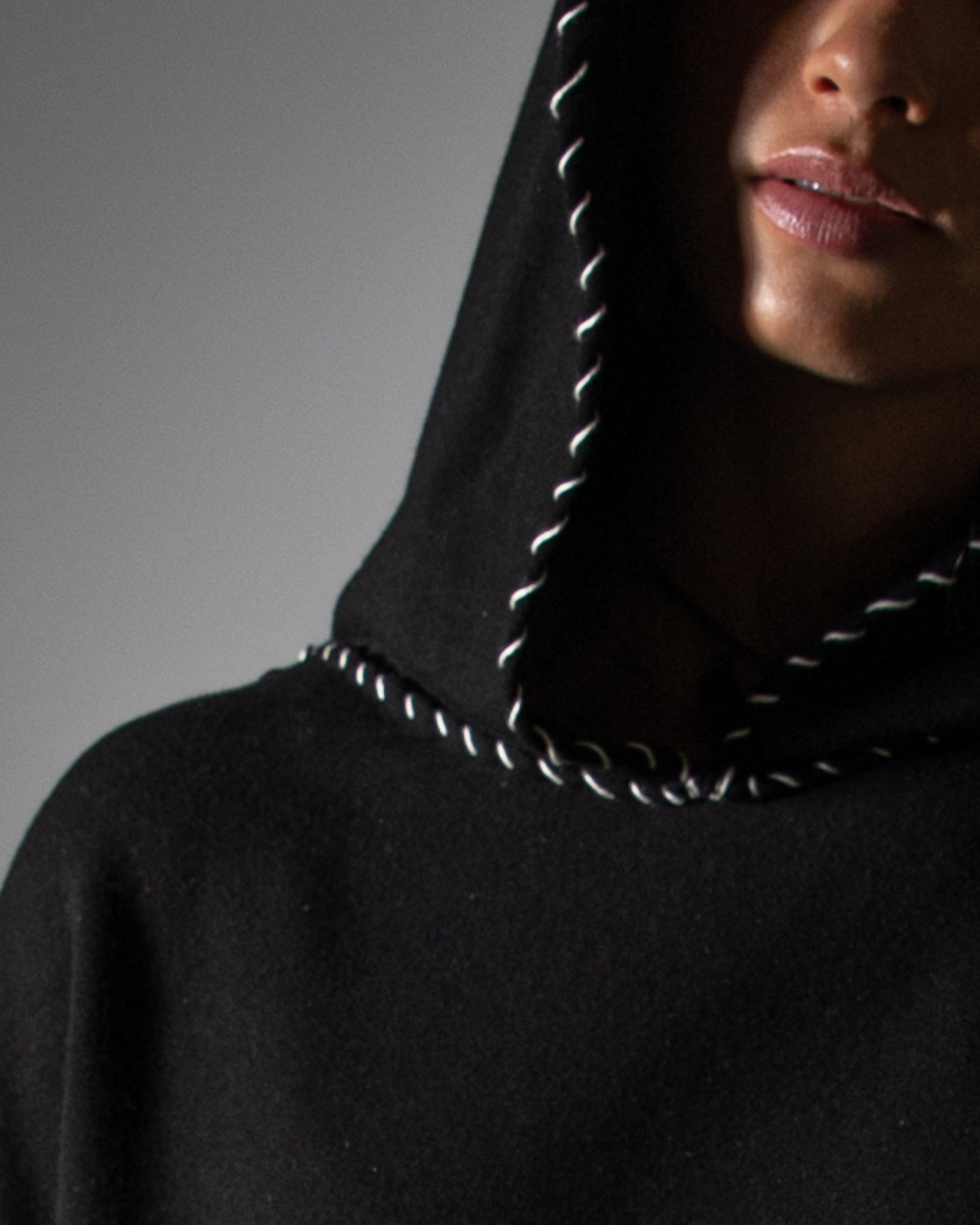 Black Hooded Sweatshirt with Palm Tree Appliqué
